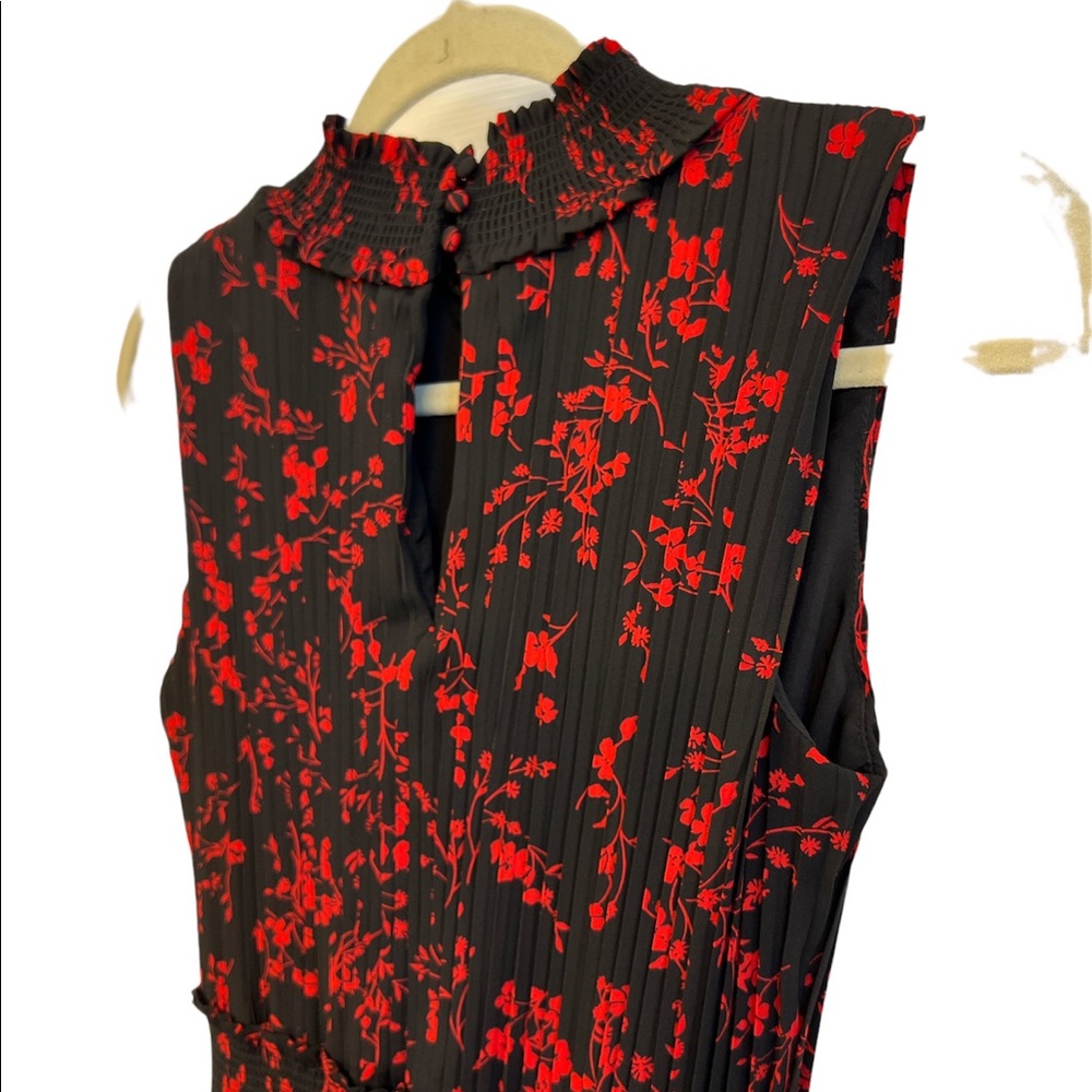 NANETTE LEPORE Black and Red Pleated Midi Dress
